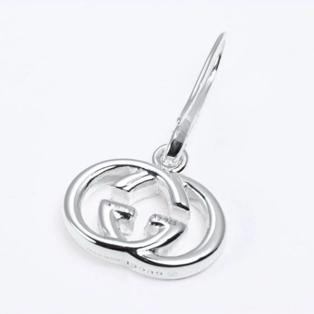 NIB Gucci Interlocking GG 925 Sterling Silver Drop Earrings - Picture 4 of 8
